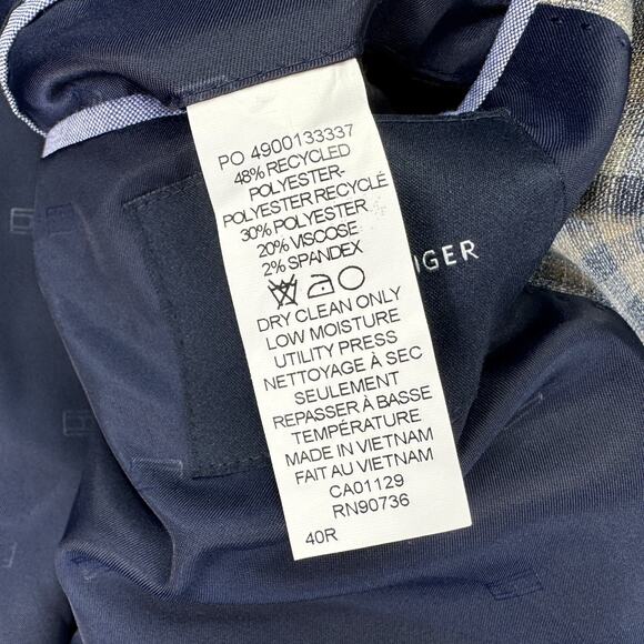 Tommy Hilfiger Mens Conrad Modern Fit Plaid Sport Coat Blue Tan 40R - Picture 5 of 5